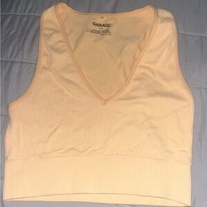 Garage Yellow Fitted Ribbed Tank Top